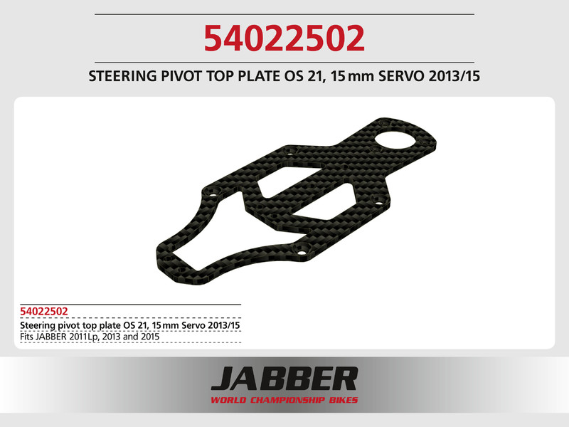 54022502: Halteplatte Lenkkopf oben, für 21,5mm Offset, 15mm Servo CFK Jabber 2013/2015 54022502