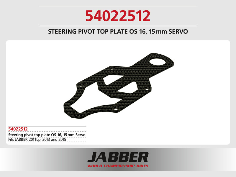 54022512: Halteplatte Lenkkopf oben CFK Jabber, 16mm Offset, 15mm Servo CFK Jabber 54022512