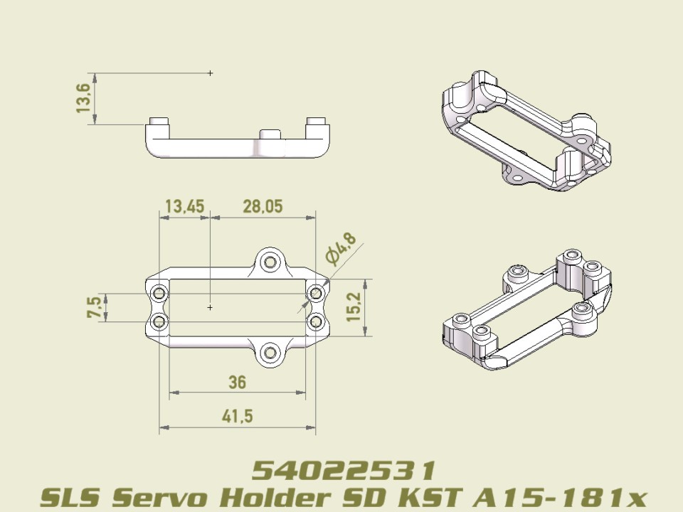 54022531: Servo Halter (LD) für KST A15-1810 / 1812, SLS, JABBER ONE / TWO 54022531