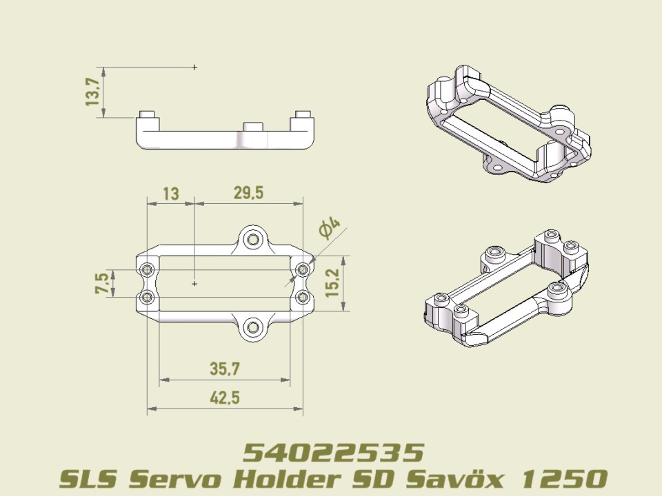 54022535: Servo Halter (LD) für SAVÖX 1250, SLS, JABBER ONE / TWO 54022535