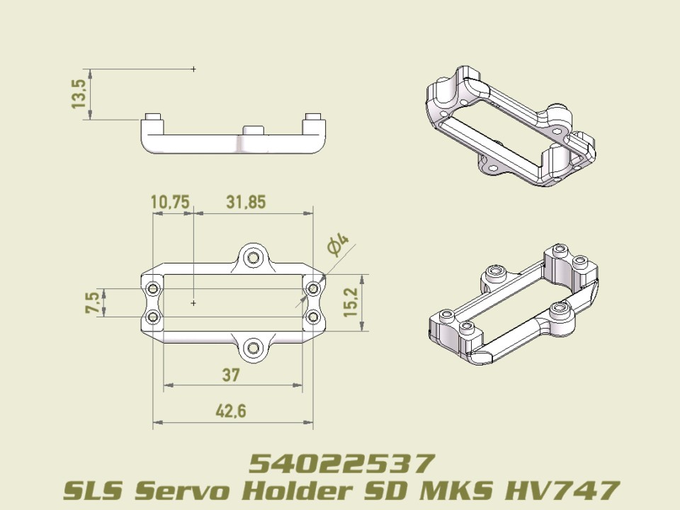 54022537: Servo Halter (LD) für MKS HV747, SLS, JABBER ONE / TWO 54022537