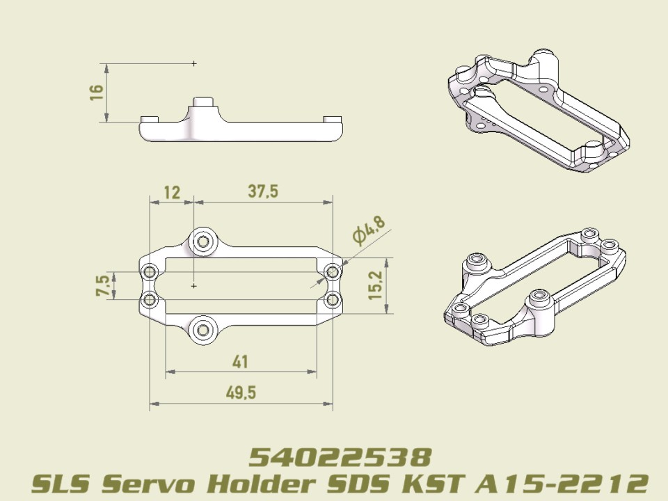 54022538: Servo Halter (SDS) für KST A15-2212, SLS, JABBER ONE / TWO 54022538