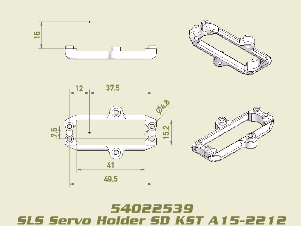 54022539: Servo Halter (LD) für KST A15-2212, SLS, JABBER ONE / TWO 54022539