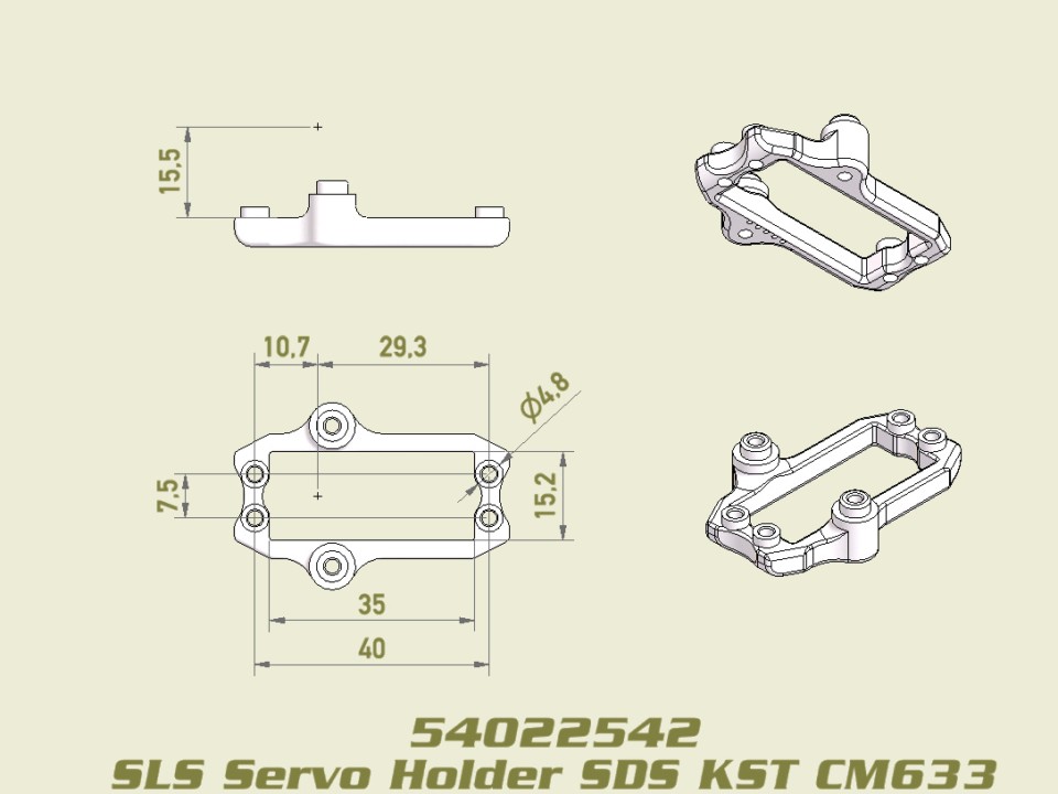 54022542: Servo Halter (SDS) für KST CM633, SLS, JABBER ONE / TWO 54022542