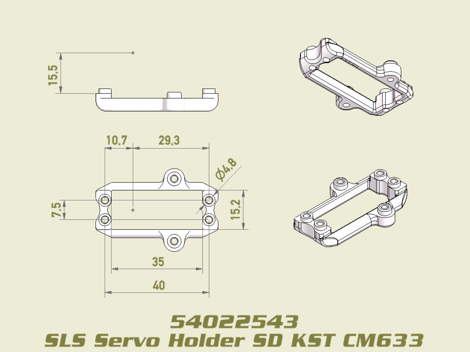 54022543: Servo Halter (LD) für KST CM633, SLS, JABBER ONE / TWO 54022543