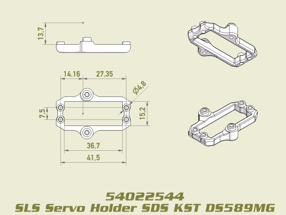 54022544: Servo Halter (SDS) für KST DS589MG, SLS, JABBER ONE / TWO 54022544