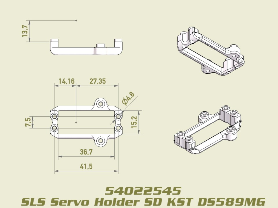 54022545: Servo Halter (LD) für KST DS589MG, SLS, JABBER ONE / TWO 54022545