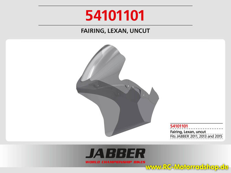 54101101: LIGHTSCALE Verkleidung Vorderteil unlackiert klar (uncut) 1:5 für JABBER Bike 54101101
