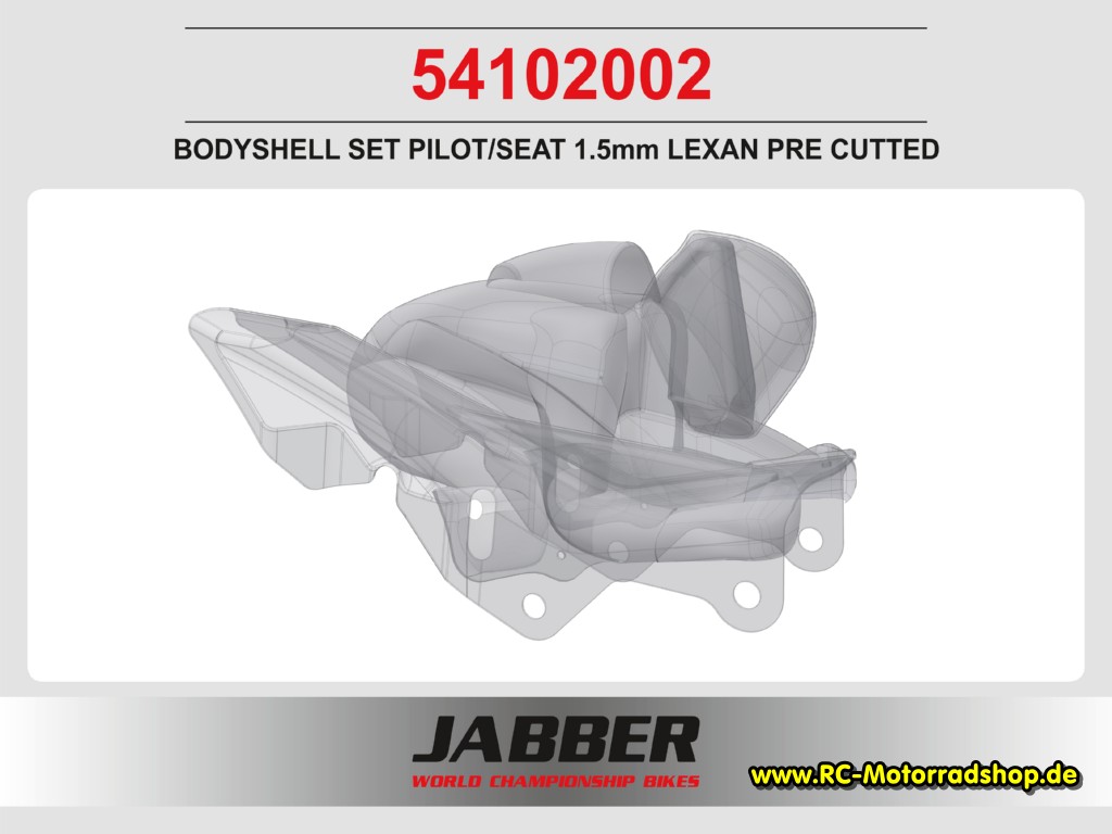54102002: LIGHTSCALE Karosserie Bike Pilot/Sitzbank 1.5mm Lexan, ausgeschnitten für JABBER Bike 54102002