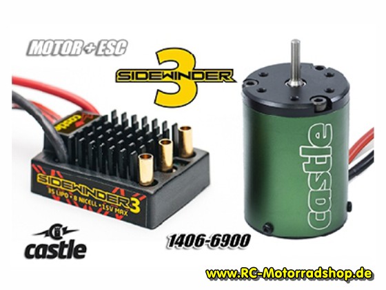 CC-010-0115-03: Brushless-Combo Castle Creations Sidewinder 3 + BL Motor 1406 (6900kV) CC-010-0115-03