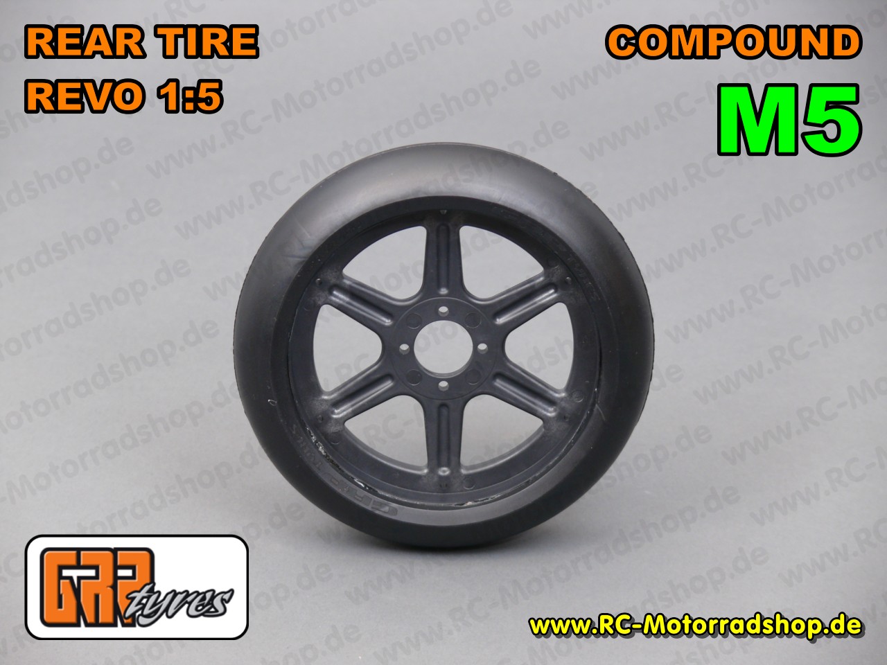 GRX22-M5: GRP 1:5 Bike-Reifen REVO Slick hinten - Compound M5 (Soft) + Felgenstern GRX22-M5