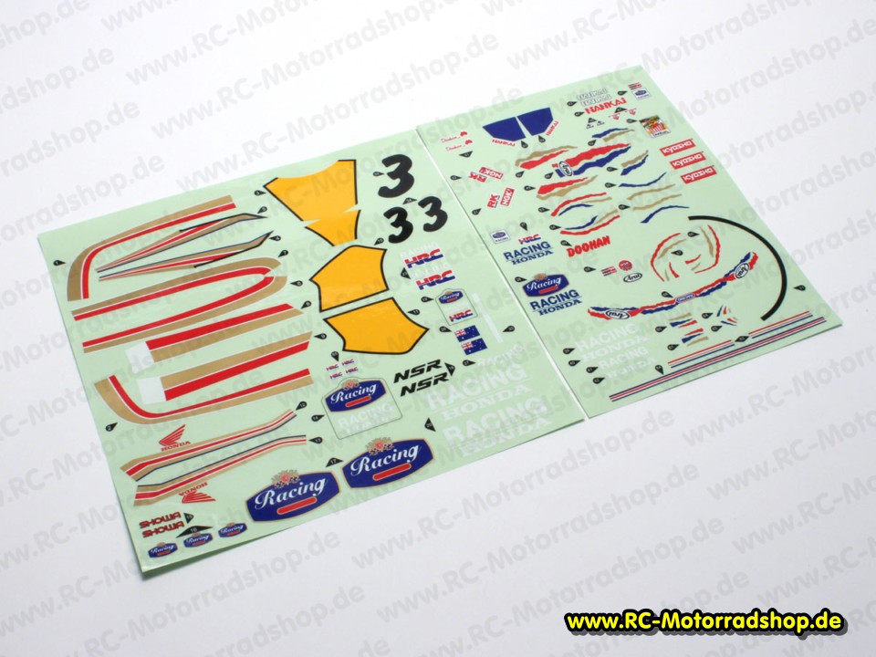 K.GPD102: Dekorbogen HONDA NSR 500 Kyosho 1:8 Hanging On Racer (GP57) K.GPD102