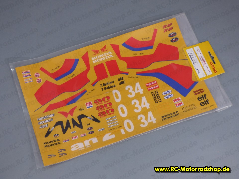 K.GPW8: Dekorbogen "Blue Fox" (Honda NSR 50) Kyosho 1:8 Hanging On Racer K.GPW8