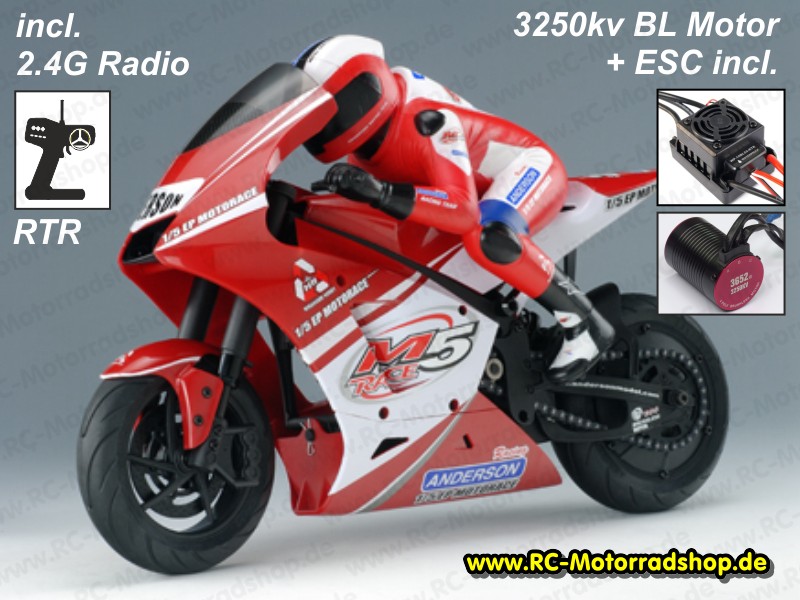 M5102RTR: Anderson 1:5 EP Motorace RTR rot (2,4GHz RC + 3250kV Brushless) M5102RTR