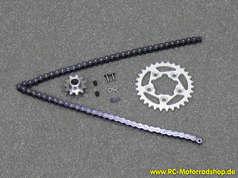 MP-70S: Tuning Kettenkit Motoproto "Micro Drive" silber für Anderson M5 Cross / Graupner MRX5 MP-70S
