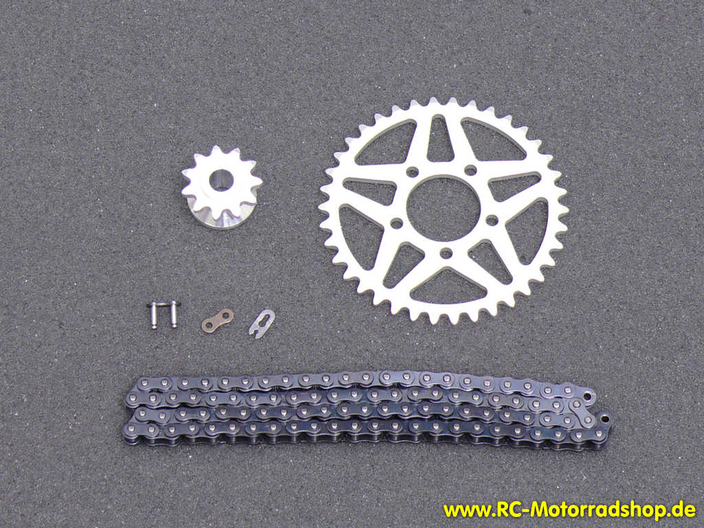 MP-74S: Tuning Kettenkit Motoproto "Micro Drive" silber für VMX450 u. MM450 MP-74S