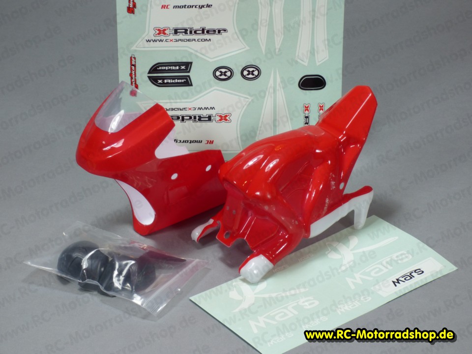 MS8156RD: Verkleidung + Fahrerpuppe rot + Aufkleber X-RIDER MARS MS8156RD