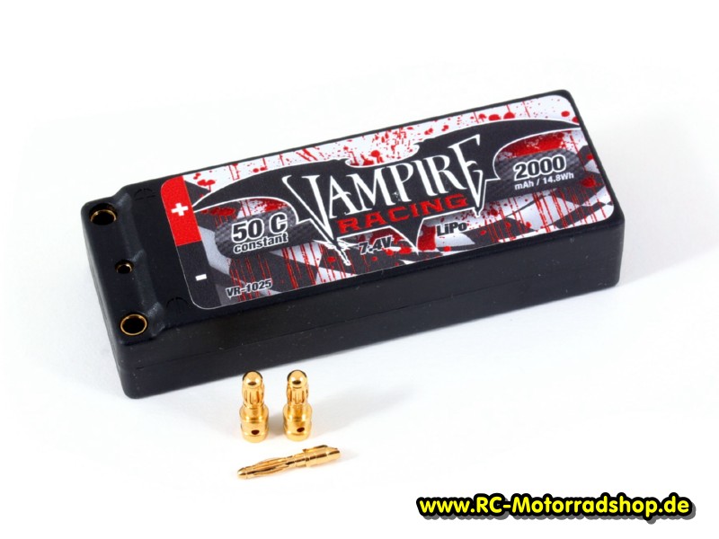VR-1025: Hardcase-Lipo Vampire Racing 7,4V - 2000 mAh - 50C for 1/8 Bike VR-1025