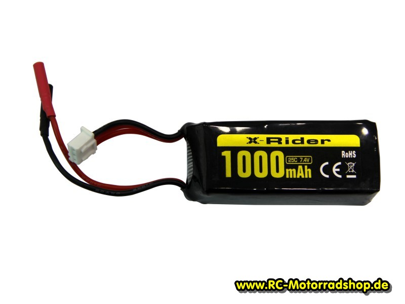 XR-A2026: LiPo Akku 7,4V - 1000 mAh - 25C für X-RIDER CX3-II und CAFE RACER XR-A2026