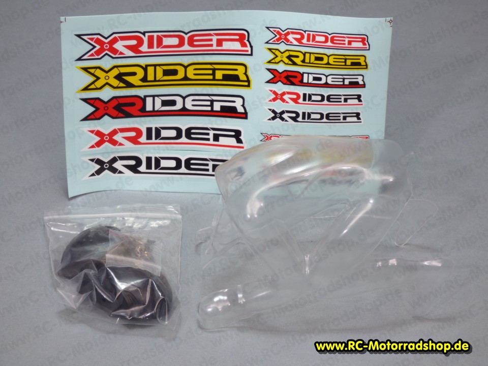XR8179CR: Fahrerpuppe unlackiert klar + Aufkleber X-RIDER SATURN XR8179CR